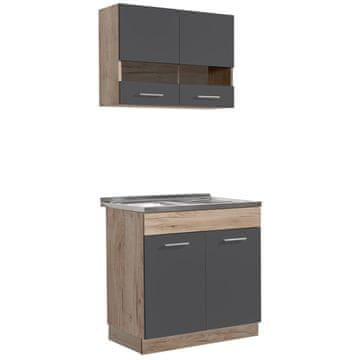 Homestyle4U Kuhinjska omarica, 80x180x51,5 cm, siva