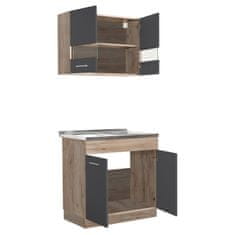 Homestyle4U Kuhinjska omarica, 80x180x51,5 cm, siva
