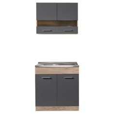 Homestyle4U Kuhinjska omarica, 80x180x51,5 cm, siva