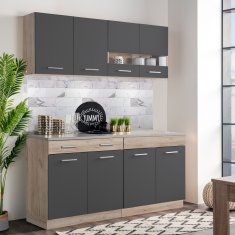 Homestyle4U Kuhinjska omarica, 80x180x51,5 cm, siva