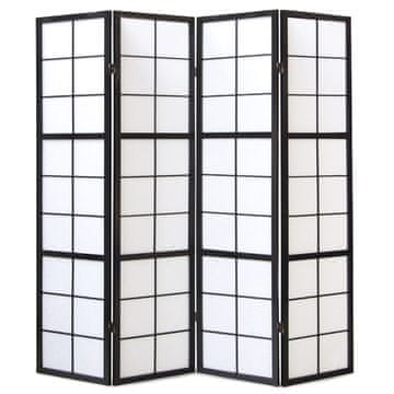 Homestyle4U Pregrada za prostor, 4-delni Shoji, 176x2,2x175 cm, črna