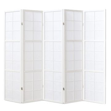 Homestyle4U Pregradna stena, Shoji 5-delna, 220x2,2x175 cm, bela