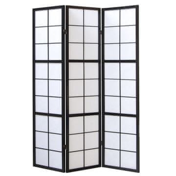 Homestyle4U Pregrada za prostor, 3-delna Shoji zložljiva pregrada, 132x2,2x175 cm, črna