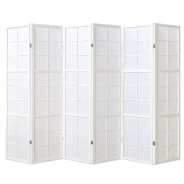 Homestyle4U Pregrada za prostor, Shoji 6-delna, 264x2,2x175 cm, bela