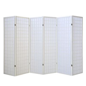 Homestyle4U Pregrada za prostor, Shoji 6-delna, 175x264x2,2 cm, bela