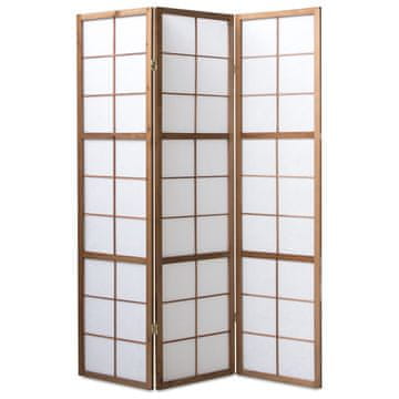Homestyle4U Pregrada za sobo, 3-delna Shoji zložljiva, 175x132x2,2 cm, rjava