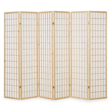 Homestyle4U Pregrada za prostor, 6-delna Shoji zložljiva, 175x264x2,2 cm, rjava