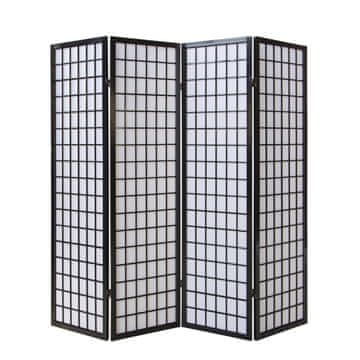 Homestyle4U Pregrada za prostor, Shoji 4-delna, 176x2,2x175 cm, črna