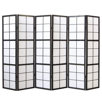 Homestyle4U Pregrada za prostor, Shoji 6-delna, 264x2,2x175 cm, črna