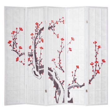 Homestyle4U Pregradna stena, 5-delna, 220x2,2x179 cm, bela
