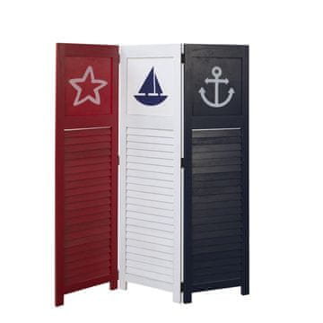 Homestyle4U Pregradna stena, 3-delna, 105x1,7x130 cm, modra