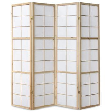 Homestyle4U Pregradna stena, Shoji zložljiva 4-delna, 176x2,2x175 cm, rjava
