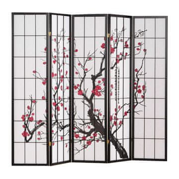 Homestyle4U Pregrada za prostor, 5-delna, 220x2x179 cm, črna