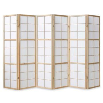 Homestyle4U Pregradna stena, 6-delna Shoji zložljiva pregrada, 175x264x2,2 cm, bela