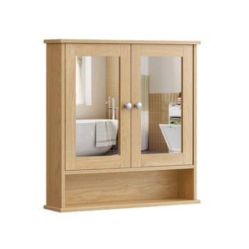 Songmics Kopalniško ogledalo z omarico 56.5x58.5x13 cm rjave barve