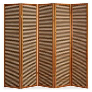Homestyle4U Pregrada za prostor, 5-delna, 220x2,2x175 cm, rjava