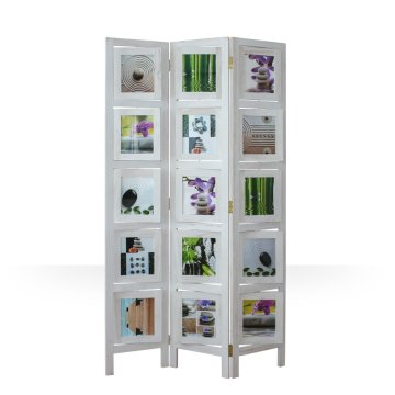 Homestyle4U Pregradna stena, 3-delni zaslon za fotografije, 161x93x2 cm, bela