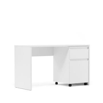 Homestyle4U Pisalna miza s premičnim predalnikom, 130x75x54 cm, bela