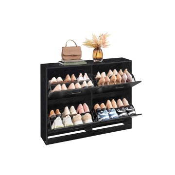 Songmics Omara za čevlje 4 predelki 24x105.5x82.7 cm črna