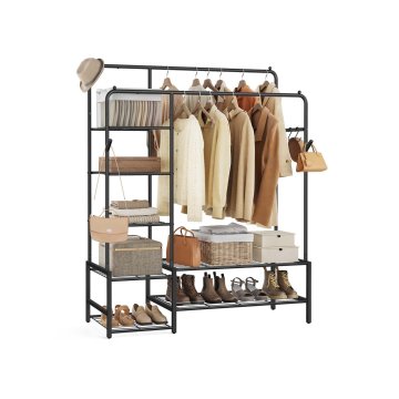 Songmics Oblekalni regal 45x115.8x172.8 cm Črn