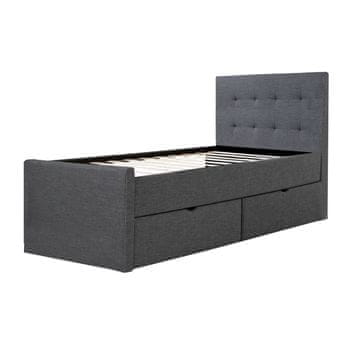 Homestyle4U Posteljni okvir, enojna oblazinjena postelja, 95x214x103 cm, siva