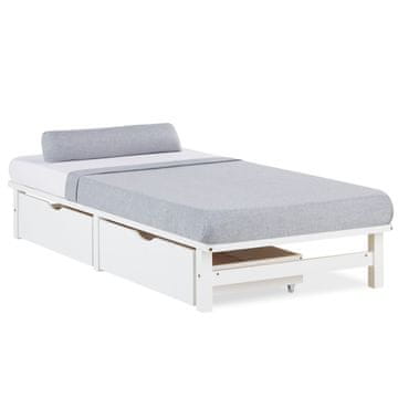 Homestyle4U Posteljni okvir iz palet, 90x200x28 cm, bela, s prostorom za shranjevanje