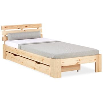Homestyle4U Enoposteljna postelja, 94,5x204,5x66,7 cm, rjava, s shrambo