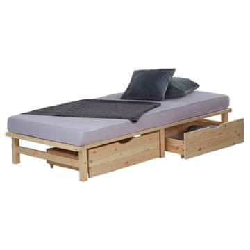 Homestyle4U Posteljni okvir iz palet, 90x200 cm, rjava, s shrambo