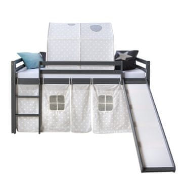 Homestyle4U Otroška pogradna postelja, 207,5x161,5x219,5 cm, siva