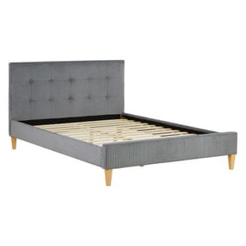 Homestyle4U Postelja za dva, 145,5x95x211 cm, siva, oblazinjena z vzmetnico