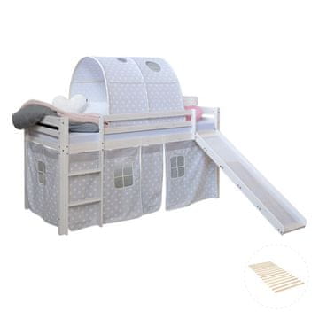 Homestyle4U Pograd s toboganom, 207,5x161,5x219,5 cm, siva, s shrambo