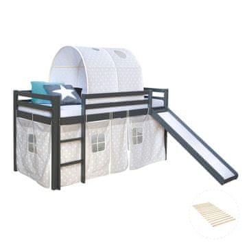 Homestyle4U Pograd s toboganom, 207,5x161,5x219,5 cm, siva