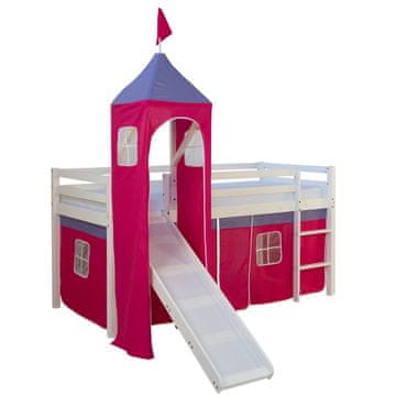 Homestyle4U Pograd s toboganom in stolpom, 207,5x228x96,5 cm, roza