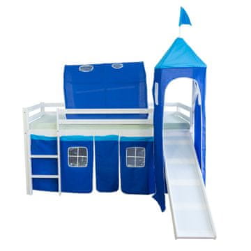 Homestyle4U Pograd z lestvijo, toboganom, tunelom in stolpom, 207,5x228x219,5 cm, modra
