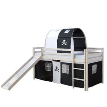 Homestyle4U Pograd z ležiščem in toboganom, 207,5x161,5x219,5 cm, črna
