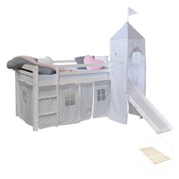 Homestyle4U Pograd s toboganom in stolpom, 207,5x228x219,5 cm, siva