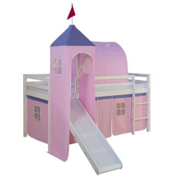 Homestyle4U Pograd s toboganom in stolpom, 207,5x228x219,5 cm, roza