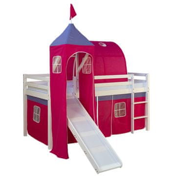 Homestyle4U Pograd s toboganom in stolpom, 207,5x228x219,5 cm, roza