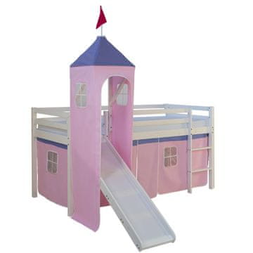 Homestyle4U Pograd s toboganom in stolpom, 207,5x228x96,5 cm, roza
