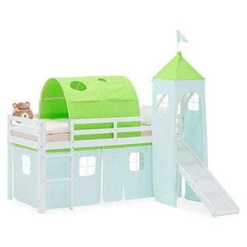 Homestyle4U Pograd za otroke, 207,5x228x217,5 cm, bela, zelena