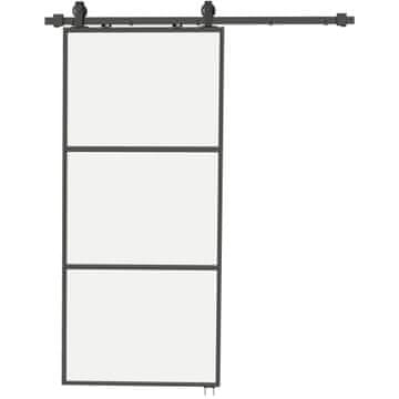 Homestar Drsna vrata z matiranim steklom 91,4x4x203,2 cm črna