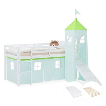 Homestyle4U Pograd, 90x200 cm, 207,5x228x217,5 cm, bela, zelena