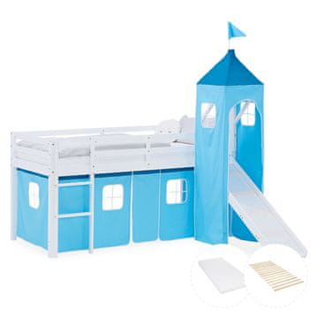 Homestyle4U Pograd, 90x200 cm, 207,5x228x217,5 cm, bela, modra