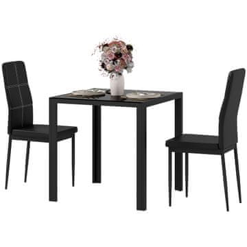 Homestar Jedilna miza komplet 1 miza in 2 stola 75x75x75 cm črna