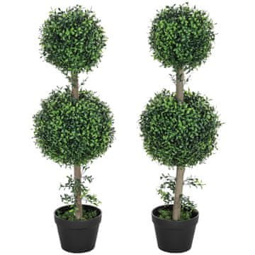 Homestar Set umetnih rastlin, škatla, buxus topiarij, 91,6 cm, zelena