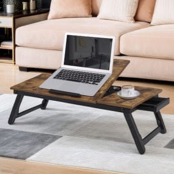 Songmics Miza za prenosnik 71x35x23 cm rjava