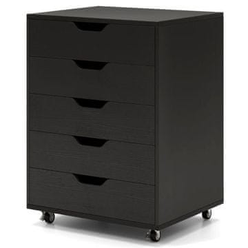 Costway Predalnik s 5 predali in zaklepnimi kolesi, črn