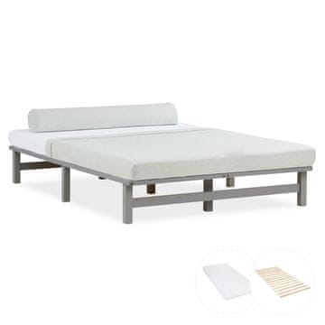 Homestyle4U Posteljni okvir iz palet, 140x28x200 cm, siva