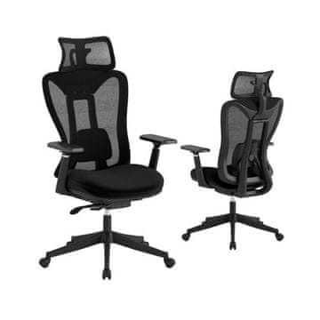 Costway Ergonomski pisarniški stol z mrežasto naslonjalo in nastavljivo ledveno oporo, visok naslon, črn