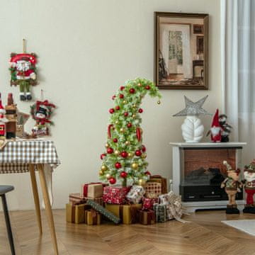 Costway Umetno božično drevo 210 cm, že osvetljeno, 366 vejic, 160 toplih belih LED lučk, 8 načinov, vitka ukrivljena oblika svinčnika